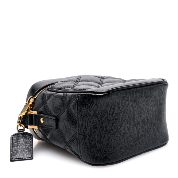 YVES SAINT LAURENT YSL Black Quilted Grain De Poudre Leather 80s Vanity Bag - Picture 7 of 16